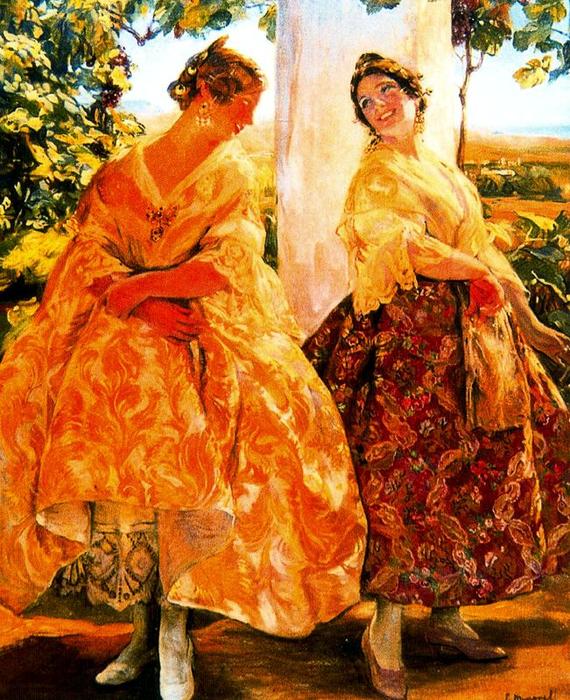 Wikioo.org - The Encyclopedia of Fine Arts - Painting, Artwork by José Mongrell Torrent - Valencian Women