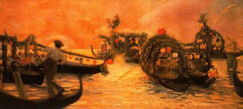 Wikioo.org – La Enciclopedia de las Bellas Artes - Pintura, Obras de arte de José Villegas Cordero - Góndolas en Venecia