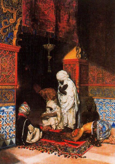 Wikioo.org - The Encyclopedia of Fine Arts - Painting, Artwork by José Villegas Cordero - Praying In The Mosque
