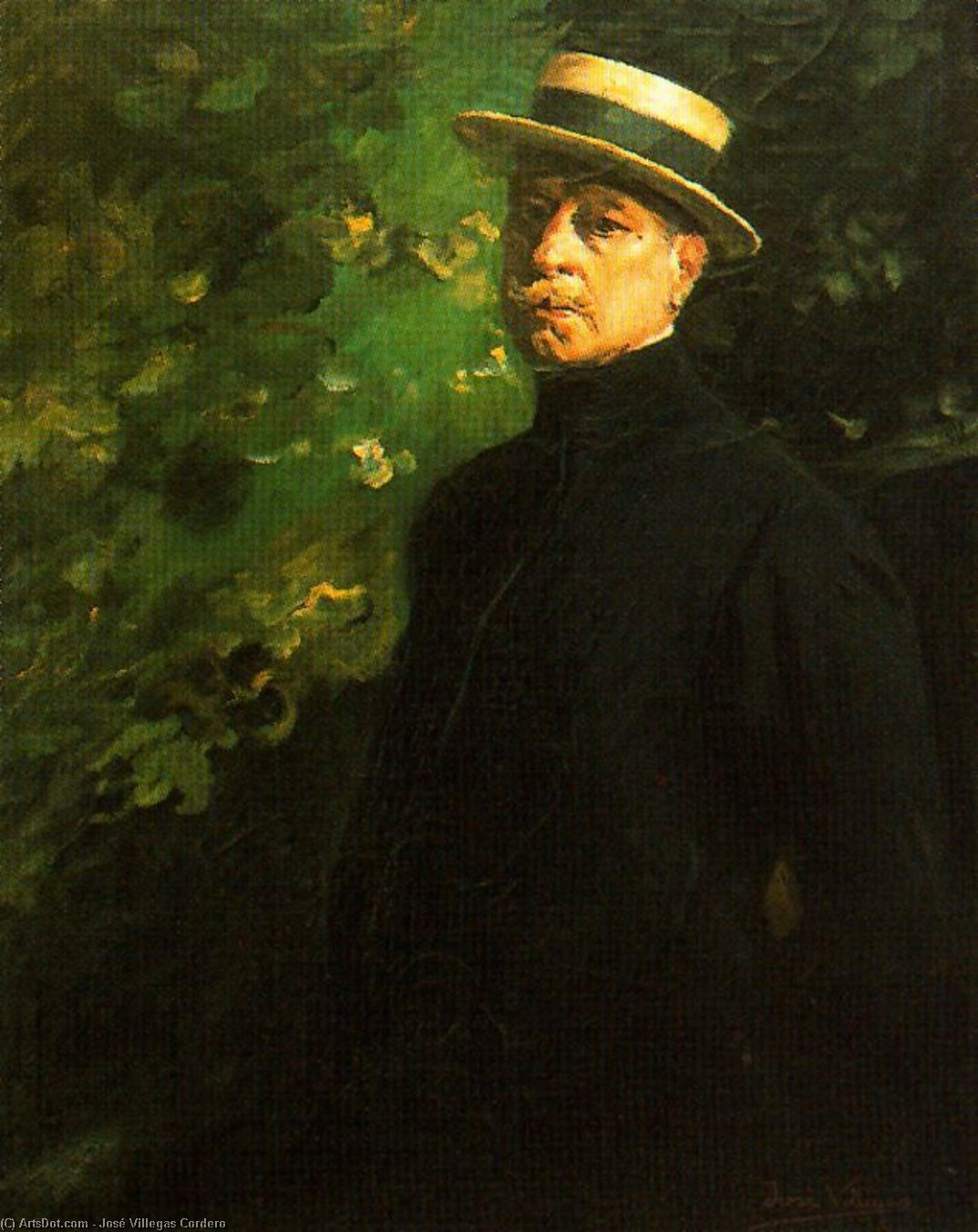 WikiOO.org - Encyclopedia of Fine Arts - Maleri, Artwork José Villegas Cordero - Self-Portrait With Canotier