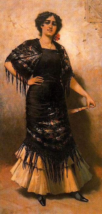 Wikioo.org - The Encyclopedia of Fine Arts - Painting, Artwork by José Villegas Cordero - Sevillian With A Shawl