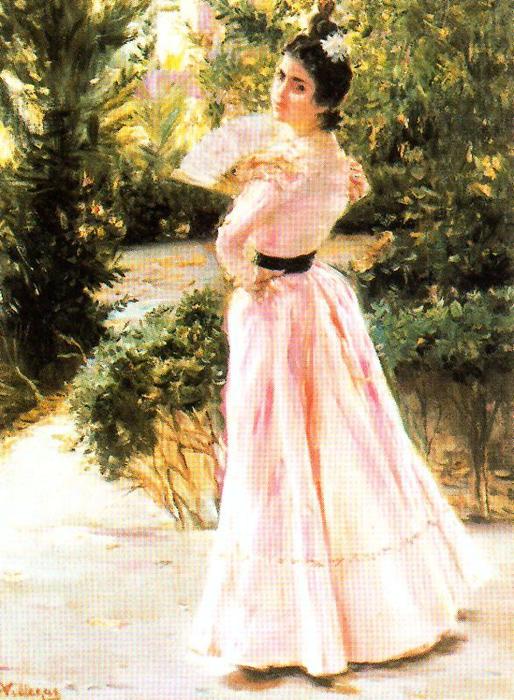 Wikioo.org – La Enciclopedia de las Bellas Artes - Pintura, Obras de arte de José Villegas Cordero - el rosa vestido
