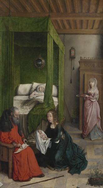 Wikioo.org - The Encyclopedia of Fine Arts - Painting, Artwork by Juan De Flandes - The Birth and Naming of John the Baptist