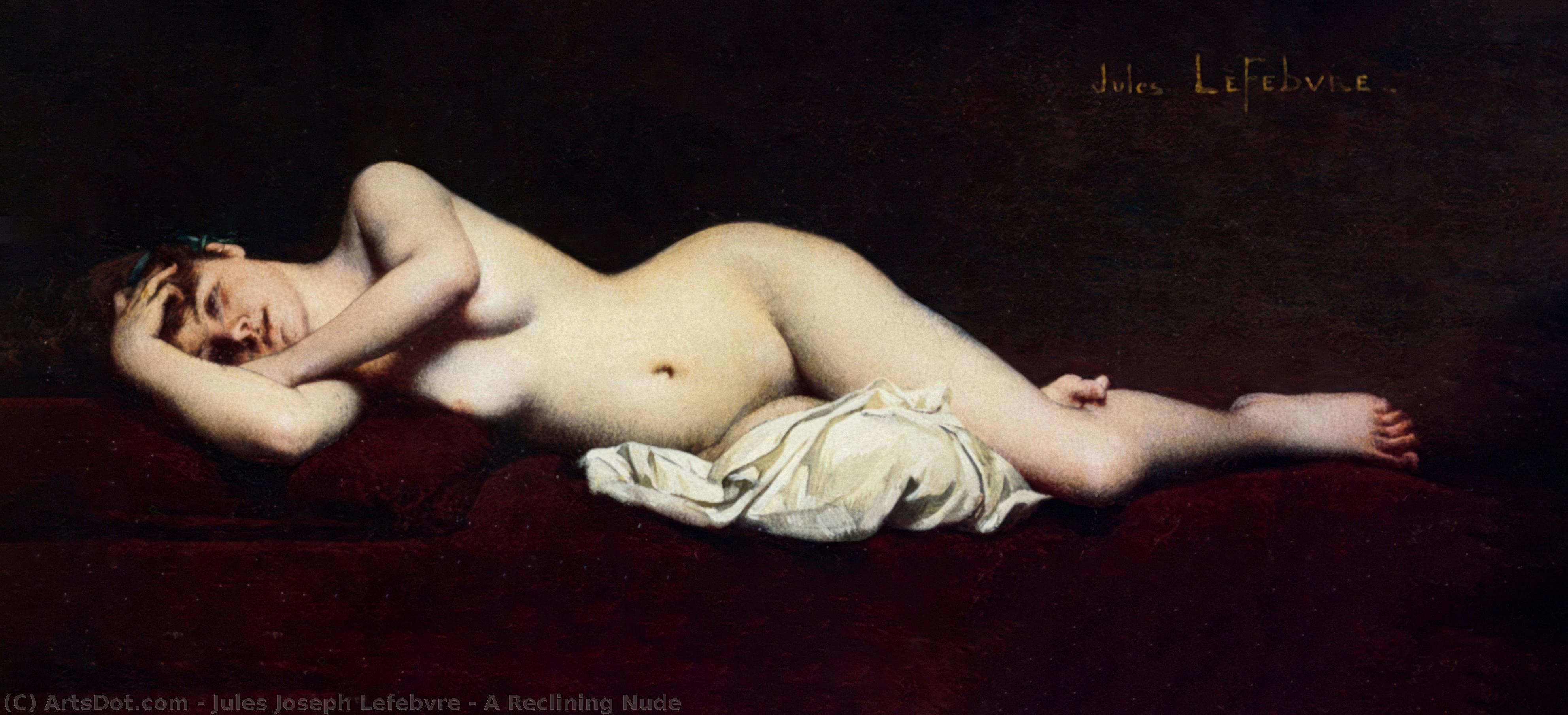 Wikioo.org - Bách khoa toàn thư về mỹ thuật - Vẽ tranh, Tác phẩm nghệ thuật Jules Joseph Lefebvre - A Reclining Nude