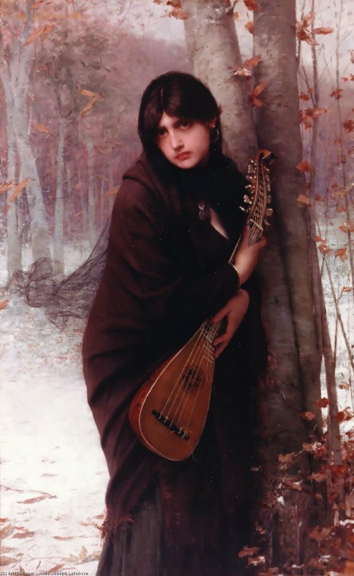 Wikioo.org - The Encyclopedia of Fine Arts - Painting, Artwork by Jules Joseph Lefebvre - Girl with a Mandolin