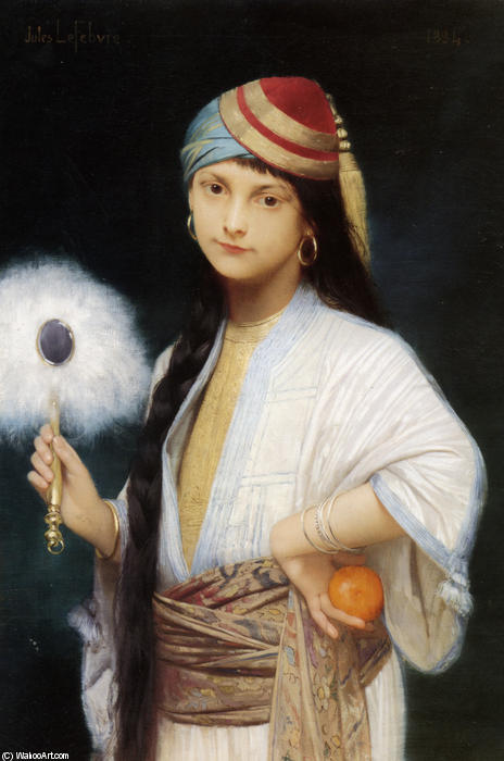 Wikioo.org - The Encyclopedia of Fine Arts - Painting, Artwork by Jules Joseph Lefebvre - The Feathered Fan