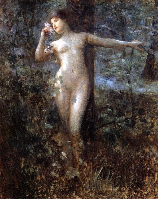 Wikioo.org - The Encyclopedia of Fine Arts - Painting, Artwork by Julius Leblanc Stewart - Nude in the Forest