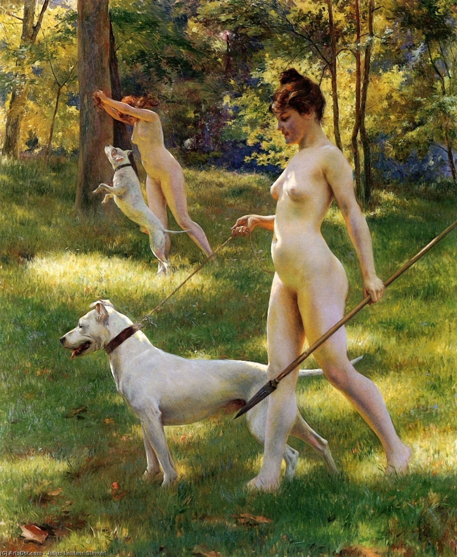 Wikioo.org - The Encyclopedia of Fine Arts - Painting, Artwork by Julius Leblanc Stewart - Nymphs Hunting