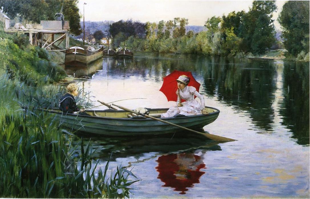 Wikioo.org - The Encyclopedia of Fine Arts - Painting, Artwork by Julius Leblanc Stewart - Quiet Day on the Seine