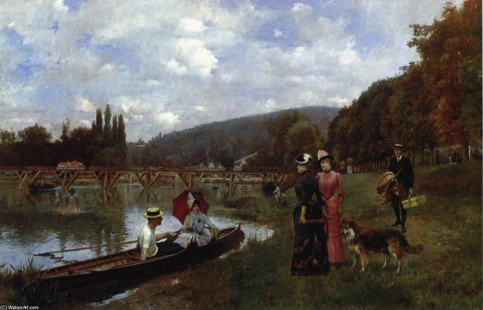 Wikioo.org - The Encyclopedia of Fine Arts - Painting, Artwork by Julius Leblanc Stewart - The Seine at Bougival