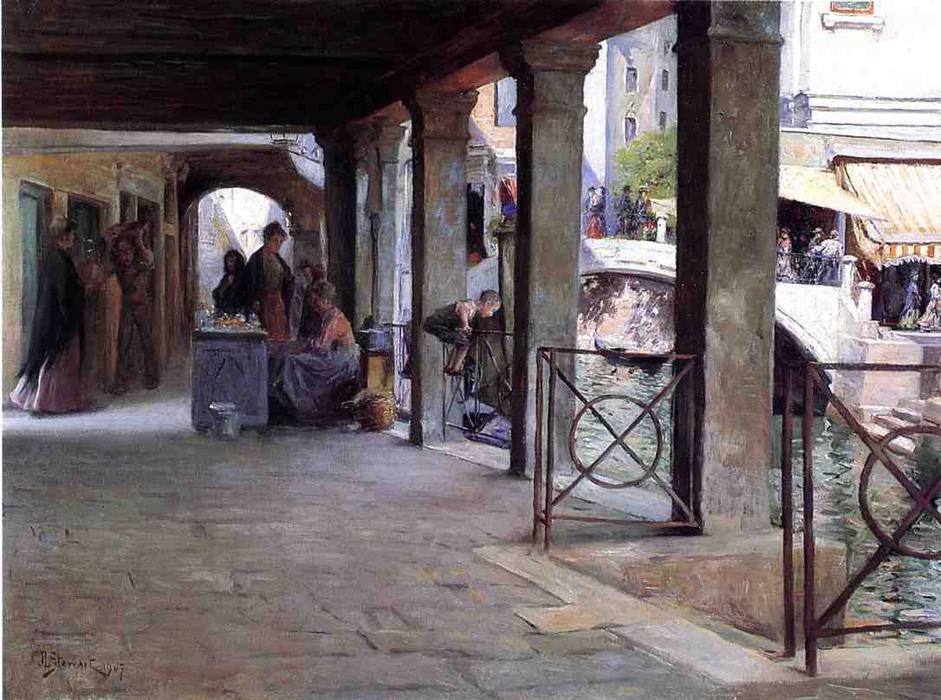 Wikioo.org - The Encyclopedia of Fine Arts - Painting, Artwork by Julius Leblanc Stewart - Venetian Market Scene