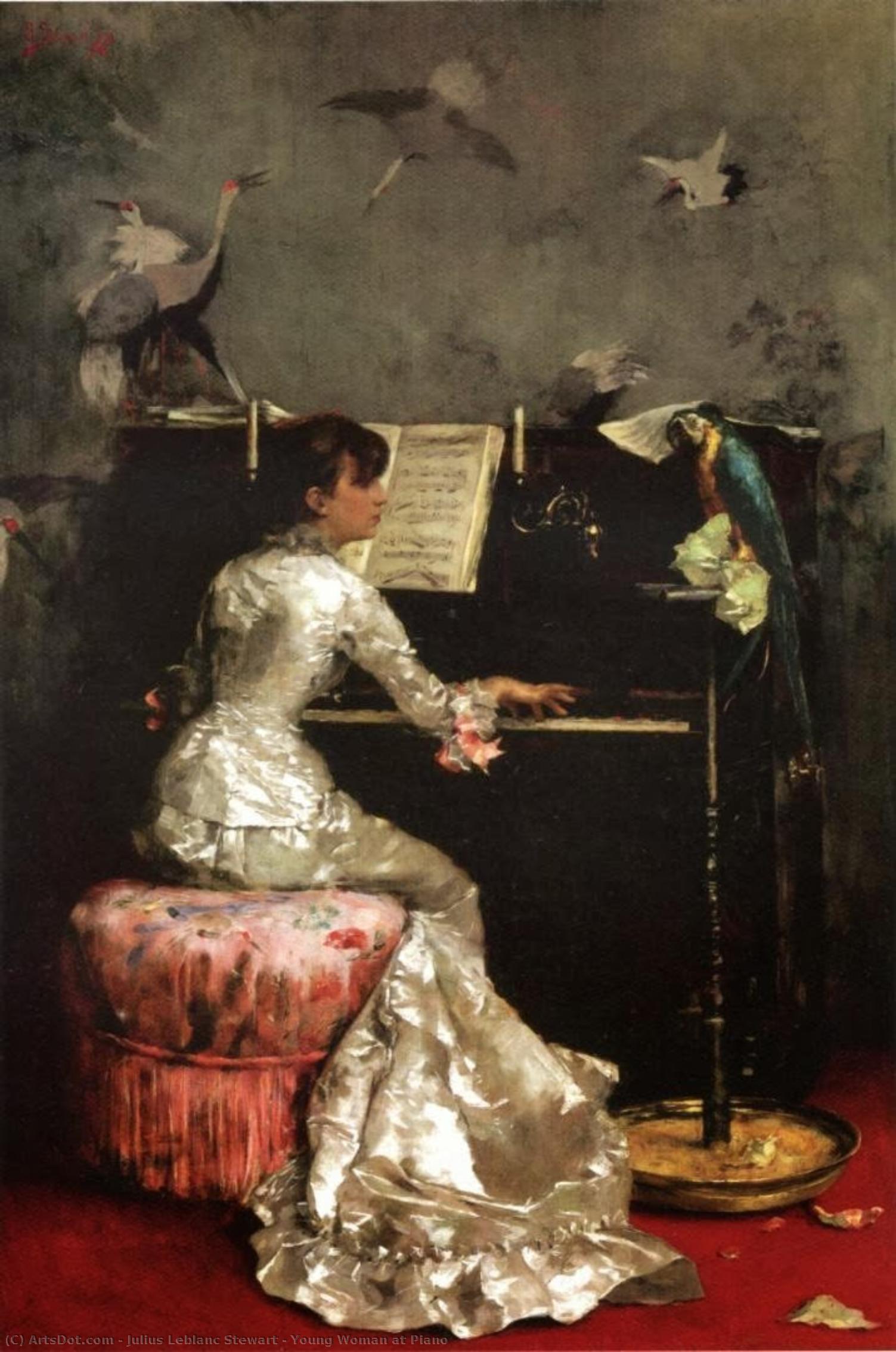 Wikioo.org - The Encyclopedia of Fine Arts - Painting, Artwork by Julius Leblanc Stewart - Young Woman at Piano