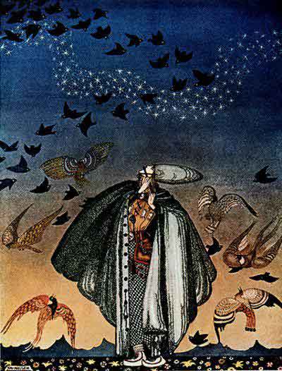 WikiOO.org – 美術百科全書 - 繪畫，作品 Kay Rasmus Nielsen - 这样一大群的鸟冲下