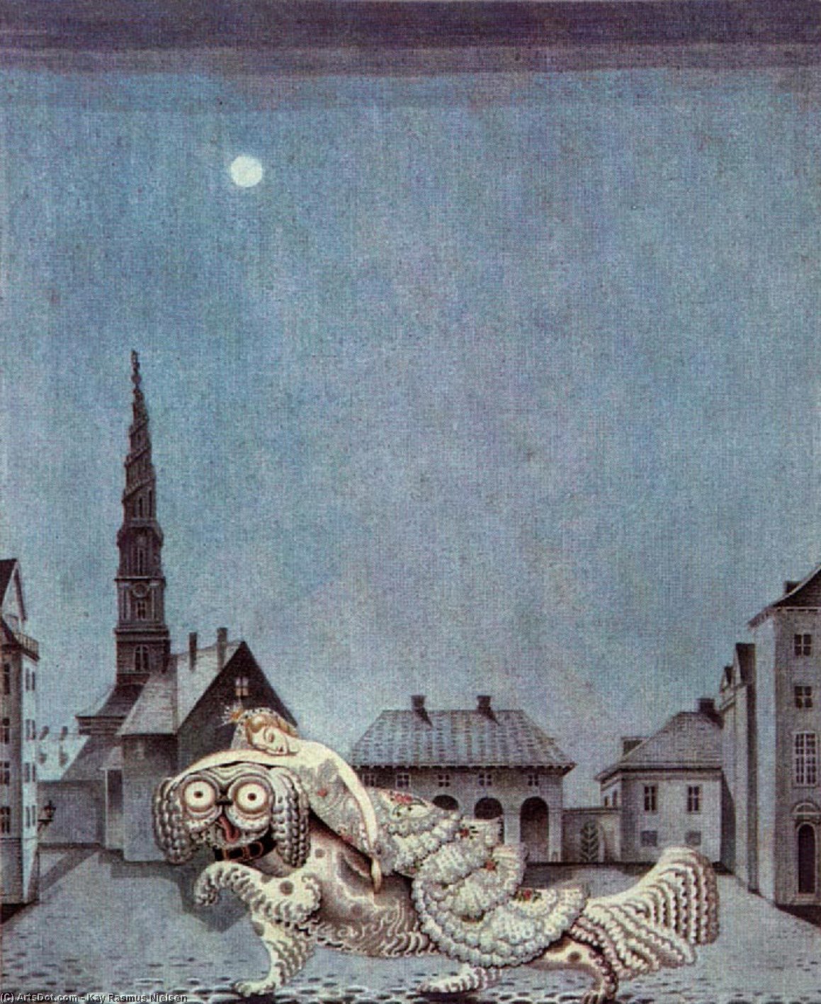 Wikioo.org - The Encyclopedia of Fine Arts - Painting, Artwork by Kay Rasmus Nielsen - The Tinder Box. The dog ran with the princess on his back