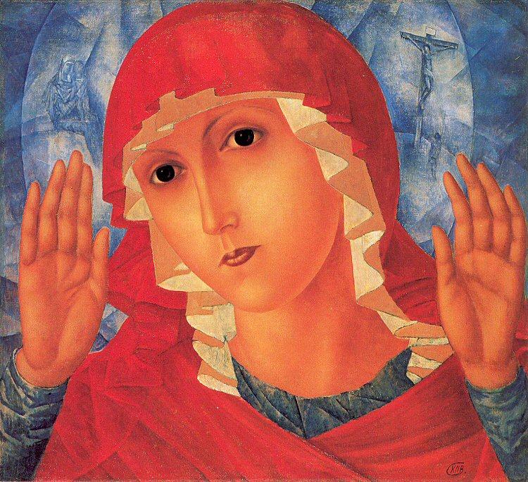 Wikioo.org - The Encyclopedia of Fine Arts - Painting, Artwork by Kuzma Petrov-Vodkin - Our Lady- Tenderness of Cruel Hearts