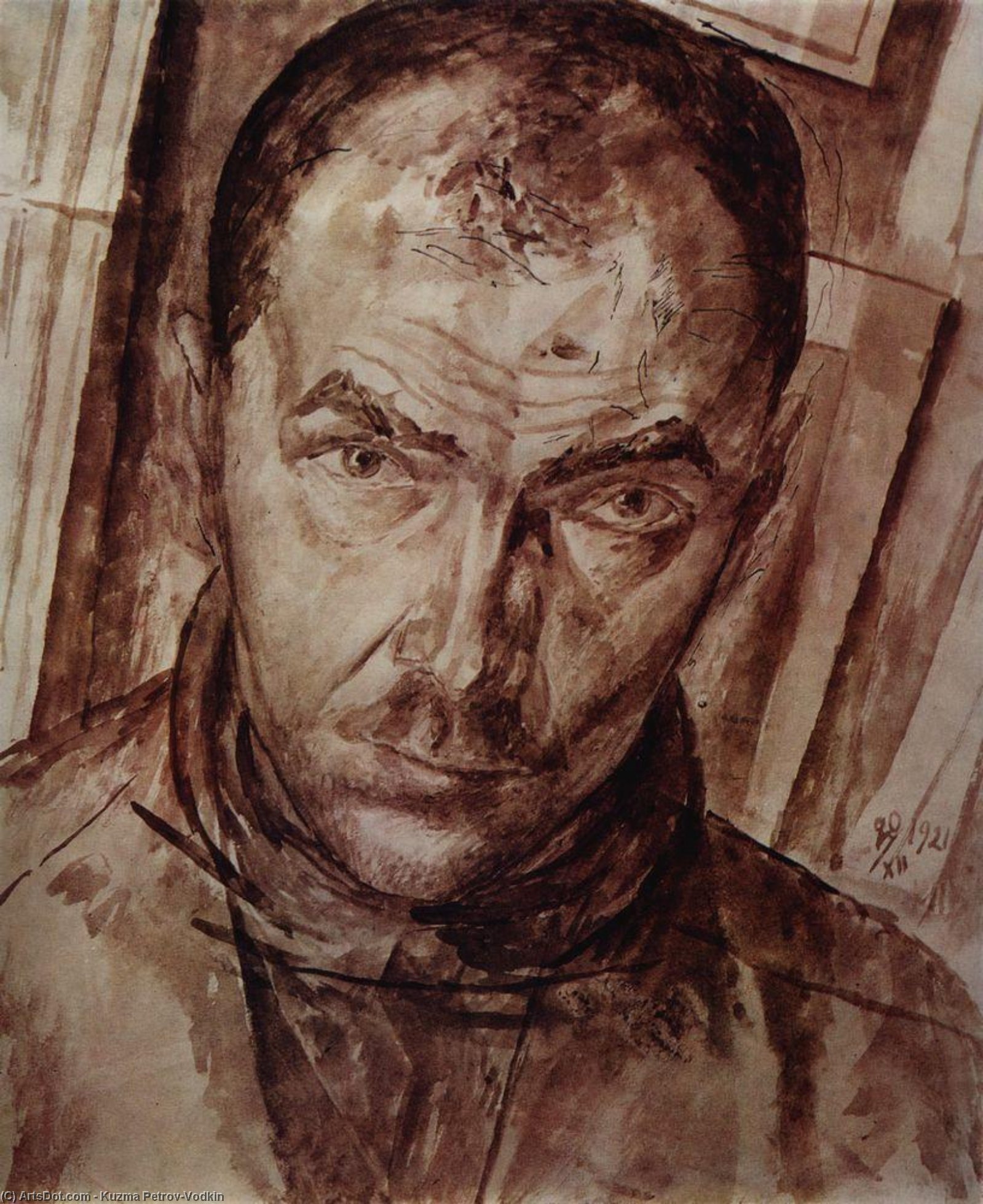 WikiOO.org - Encyclopedia of Fine Arts - Maalaus, taideteos Kuzma Petrov-Vodkin - Self-Portrait 1
