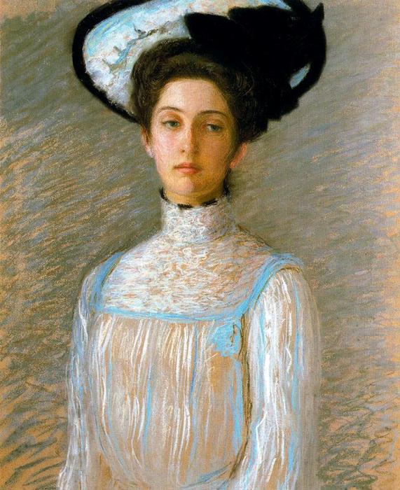 Wikioo.org - The Encyclopedia of Fine Arts - Painting, Artwork by Lilla Cabot Perry - Alice in a White Hat (Alice Perry Grew)