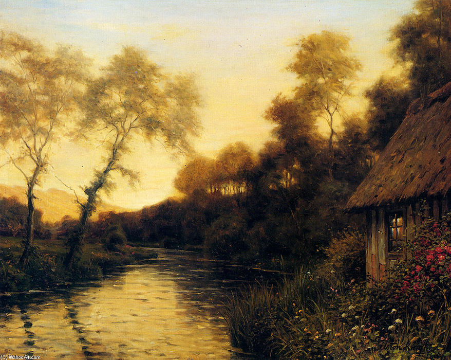 Wikioo.org - The Encyclopedia of Fine Arts - Painting, Artwork by Louis Aston Knight - A French River Landscape At Sunset