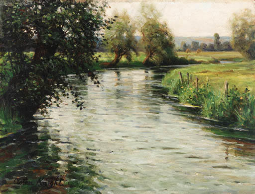 Wikoo.org - موسوعة الفنون الجميلة - اللوحة، العمل الفني Louis Aston Knight - A meandering river