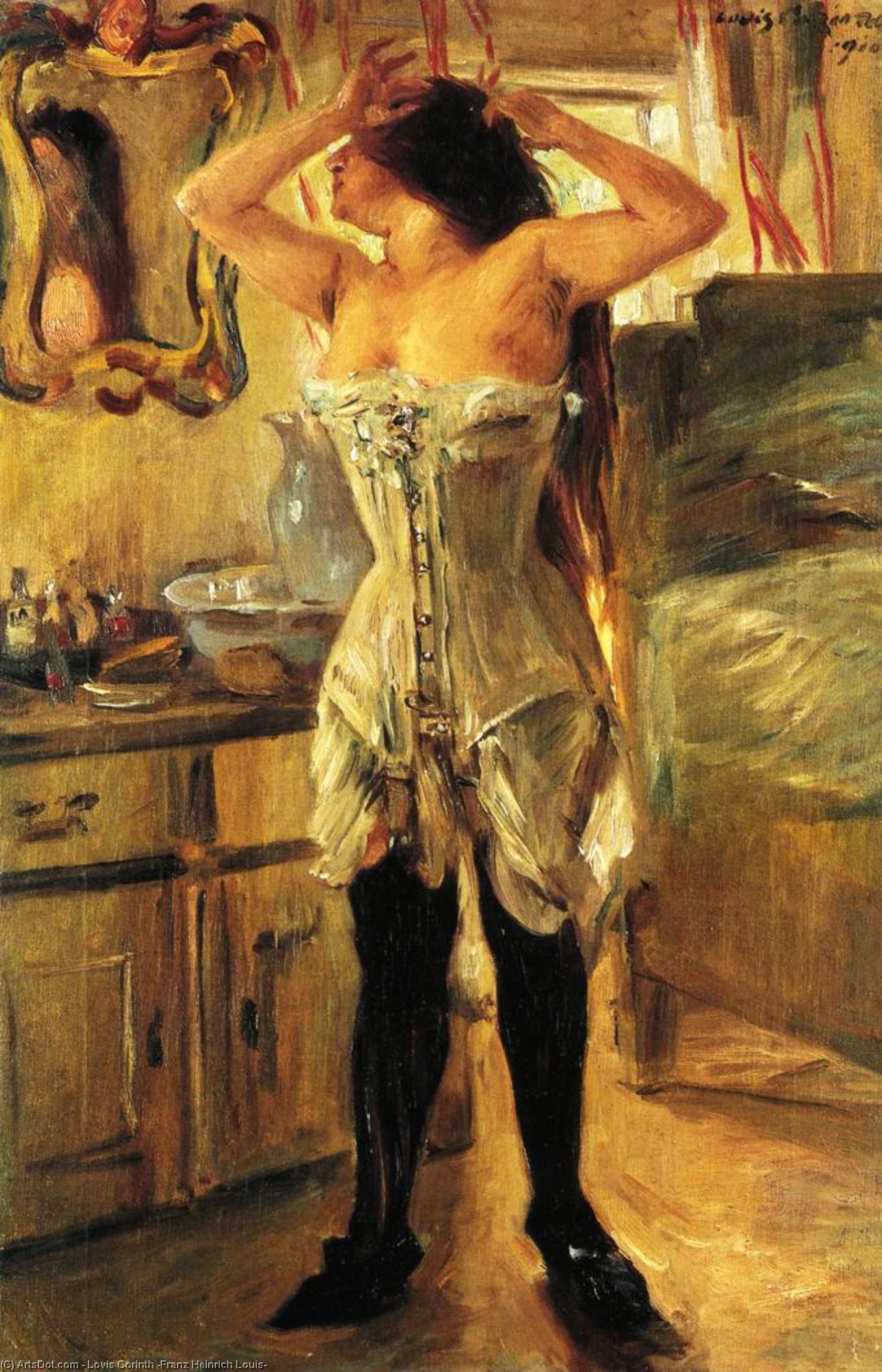 Wikioo.org - The Encyclopedia of Fine Arts - Painting, Artwork by Lovis Corinth (Franz Heinrich Louis) - In a Corset
