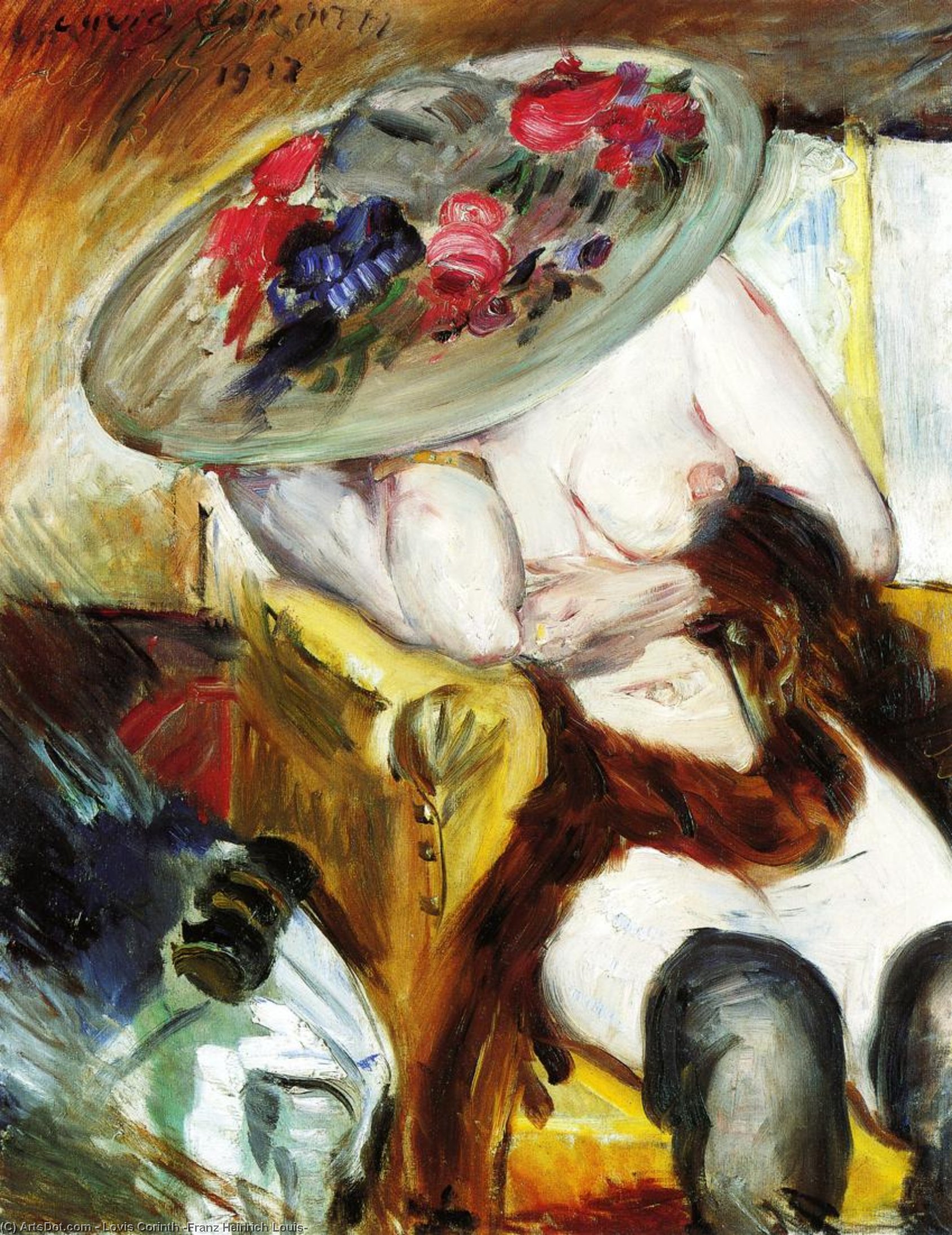 Wikioo.org - The Encyclopedia of Fine Arts - Painting, Artwork by Lovis Corinth (Franz Heinrich Louis) - Italian Woman in a Yellow Chair