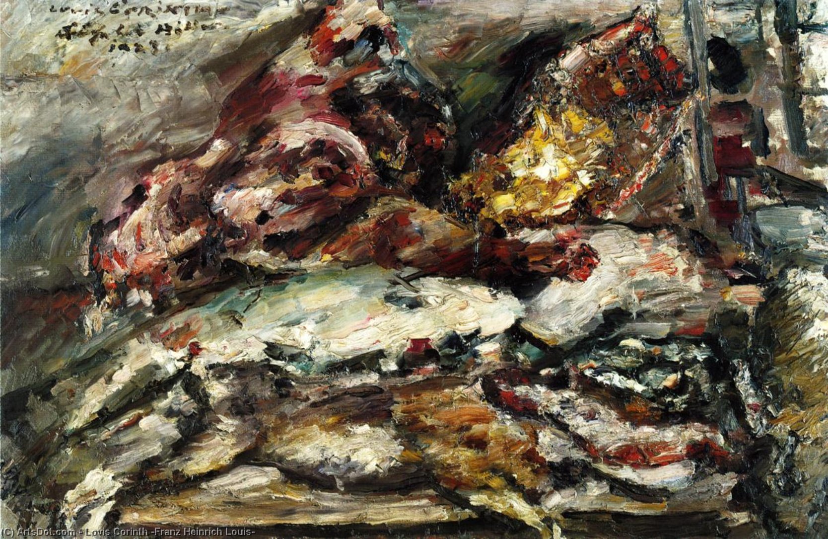 Wikioo.org - The Encyclopedia of Fine Arts - Painting, Artwork by Lovis Corinth (Franz Heinrich Louis) - Meat and Fish at Hiller's Berlin