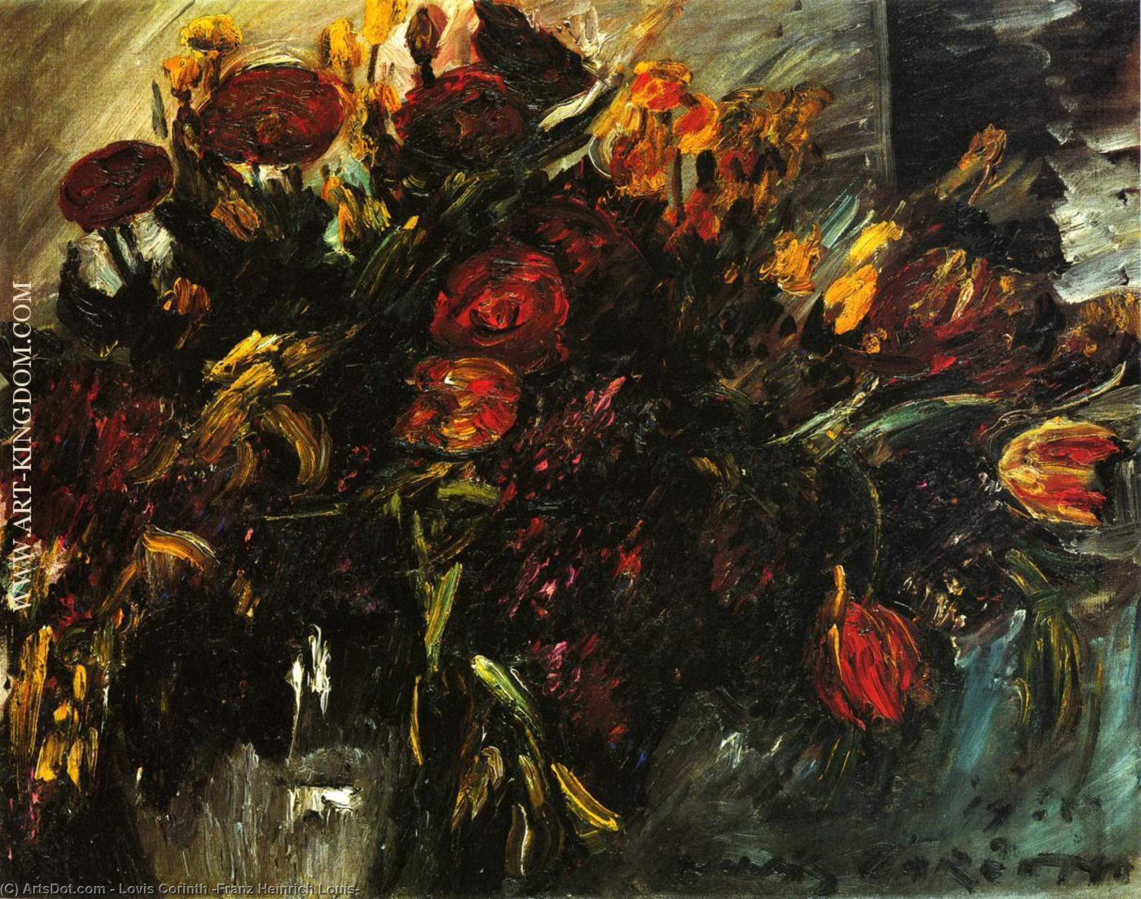 WikiOO.org - Encyclopedia of Fine Arts - Schilderen, Artwork Lovis Corinth (Franz Heinrich Louis) - Red and Yellow Tulips