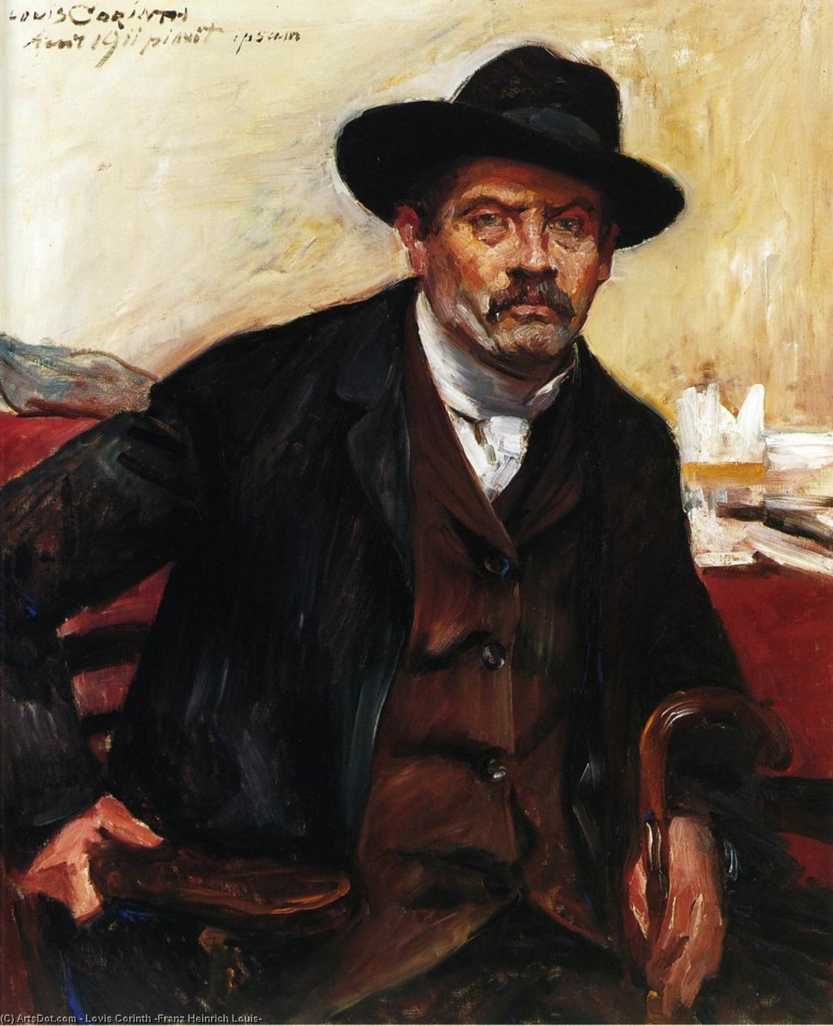 Wikioo.org - The Encyclopedia of Fine Arts - Painting, Artwork by Lovis Corinth (Franz Heinrich Louis) - Self Portrait in a Black Hat