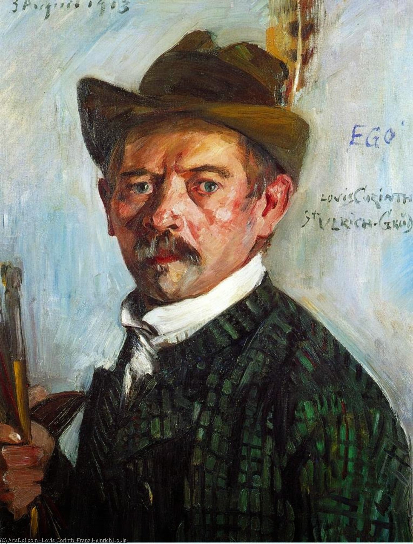 Wikioo.org - The Encyclopedia of Fine Arts - Painting, Artwork by Lovis Corinth (Franz Heinrich Louis) - Self Portrait in a Tyrolean Hat