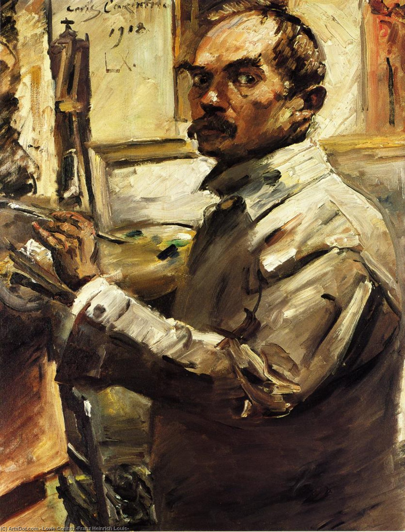 Wikioo.org - The Encyclopedia of Fine Arts - Painting, Artwork by Lovis Corinth (Franz Heinrich Louis) - Self Portrait in a White Smock