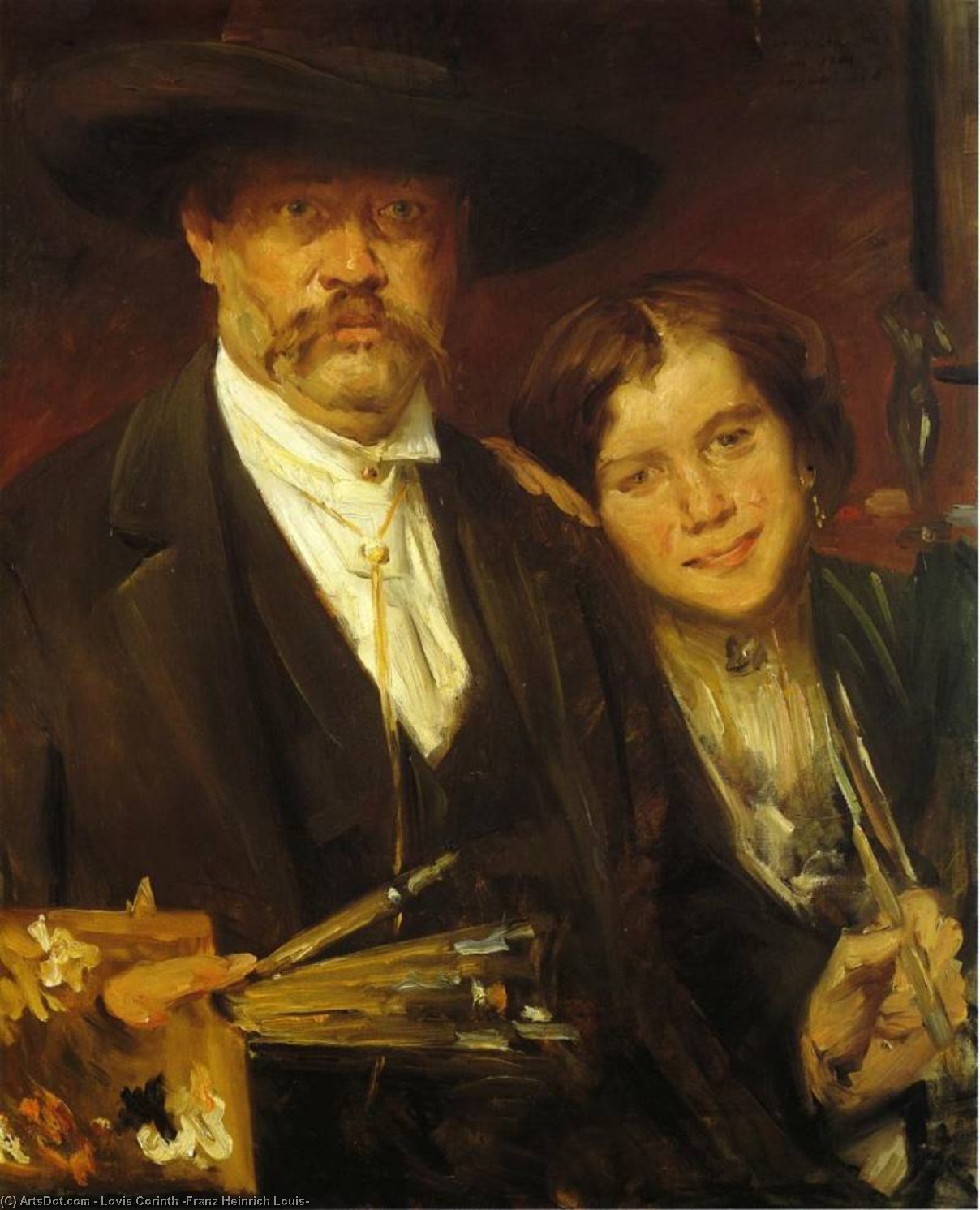 WikiOO.org - Encyclopedia of Fine Arts - Maľba, Artwork Lovis Corinth (Franz Heinrich Louis) - Self Portrait with Model 1