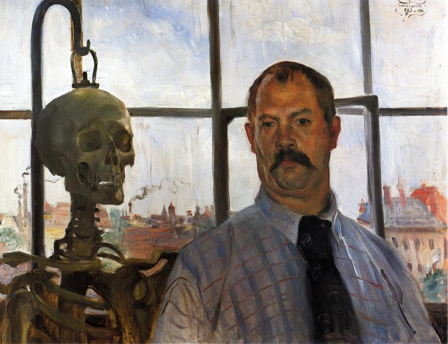 Wikioo.org - The Encyclopedia of Fine Arts - Painting, Artwork by Lovis Corinth (Franz Heinrich Louis) - Self Portrait with Skeleton