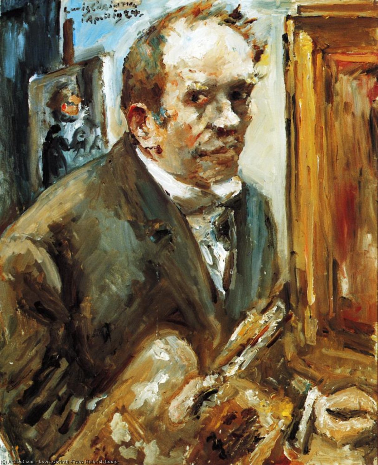 Wikoo.org - موسوعة الفنون الجميلة - اللوحة، العمل الفني Lovis Corinth (Franz Heinrich Louis) - Self Portrait with Palette