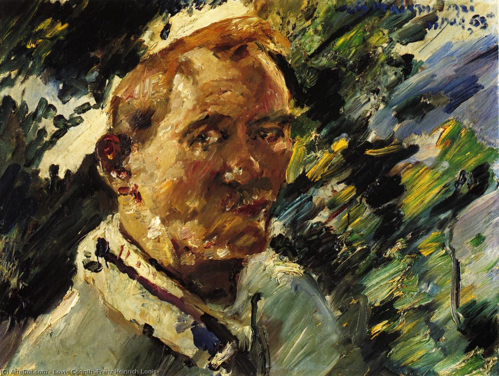WikiOO.org - Enciclopédia das Belas Artes - Pintura, Arte por Lovis Corinth (Franz Heinrich Louis) - Small Self Portrait at the Walchensee