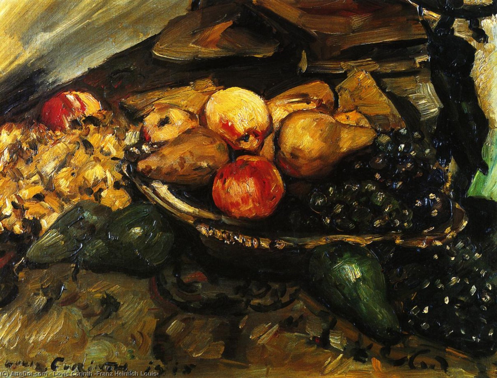 Wikioo.org - The Encyclopedia of Fine Arts - Painting, Artwork by Lovis Corinth (Franz Heinrich Louis) - Still Life with Fruit and Wine Glass