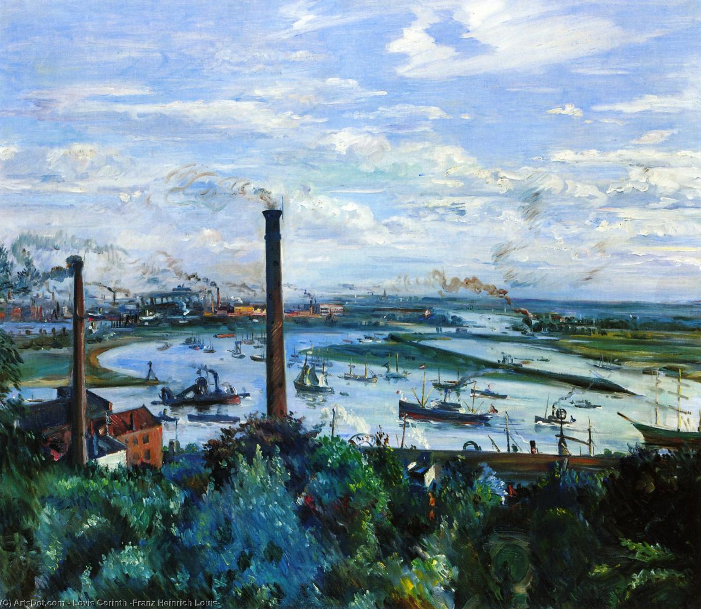 Wikioo.org - The Encyclopedia of Fine Arts - Painting, Artwork by Lovis Corinth (Franz Heinrich Louis) - View of the Kohlbrand, Hamburg