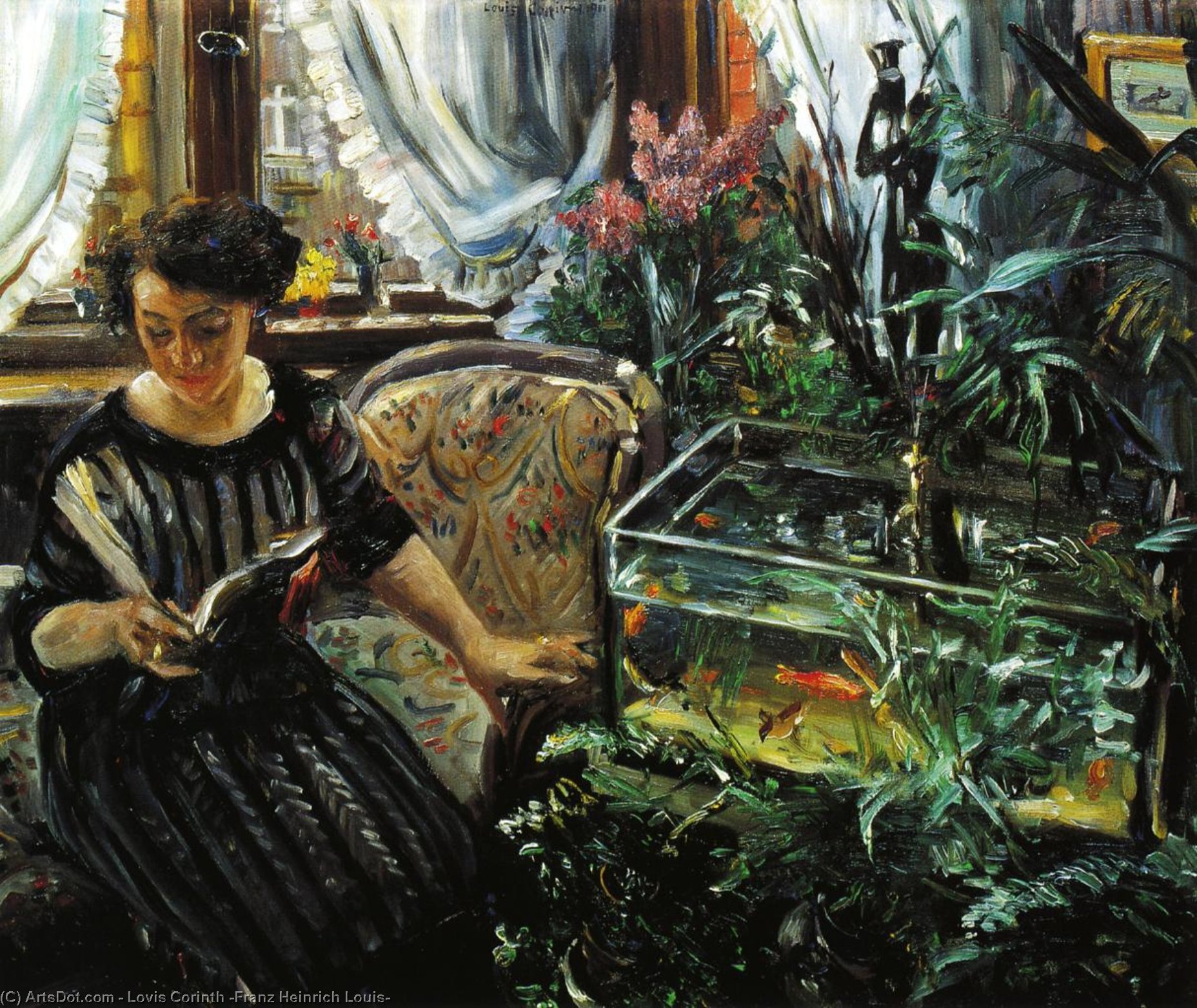 WikiOO.org - Enciclopedia of Fine Arts - Pictura, lucrări de artă Lovis Corinth (Franz Heinrich Louis) - Woman by a Goldfish Tank