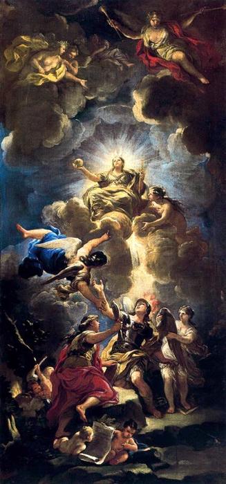 Wikioo.org - The Encyclopedia of Fine Arts - Painting, Artwork by Luca Giordano - Allegory of Divine Wisdom 1