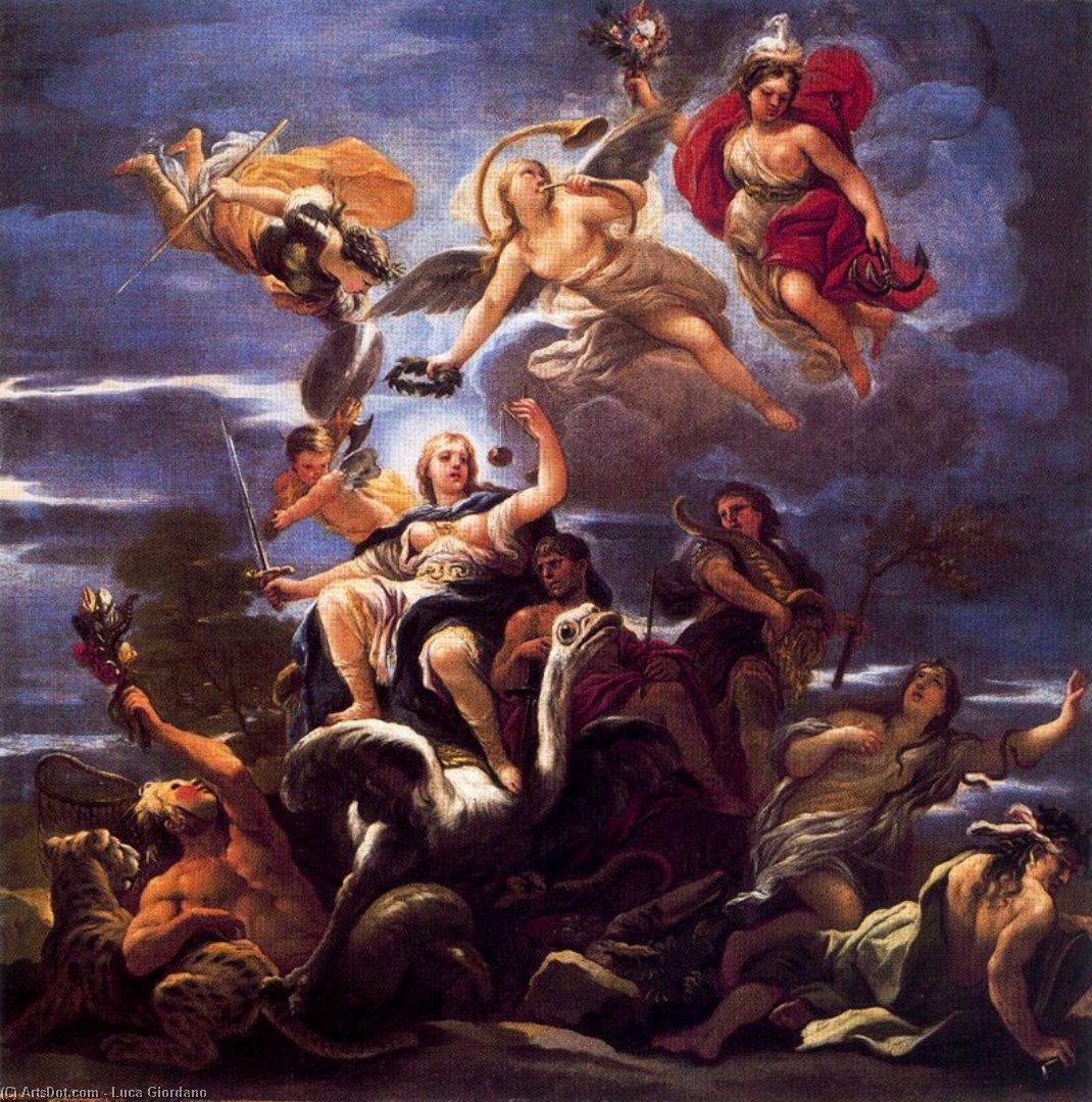 WikiOO.org - Enciklopedija dailės - Tapyba, meno kuriniai Luca Giordano - Allegory of Justice 1