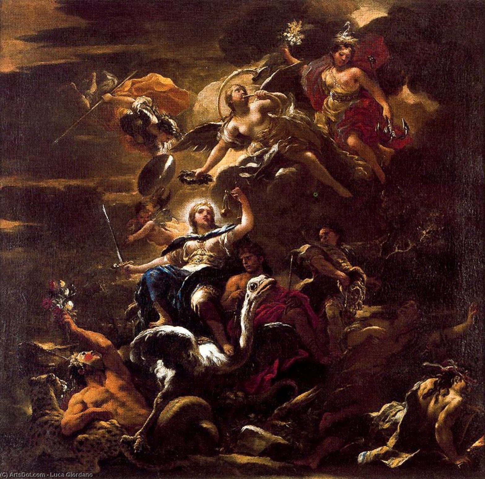 WikiOO.org - אנציקלופדיה לאמנויות יפות - ציור, יצירות אמנות Luca Giordano - Allegory of Justice 2