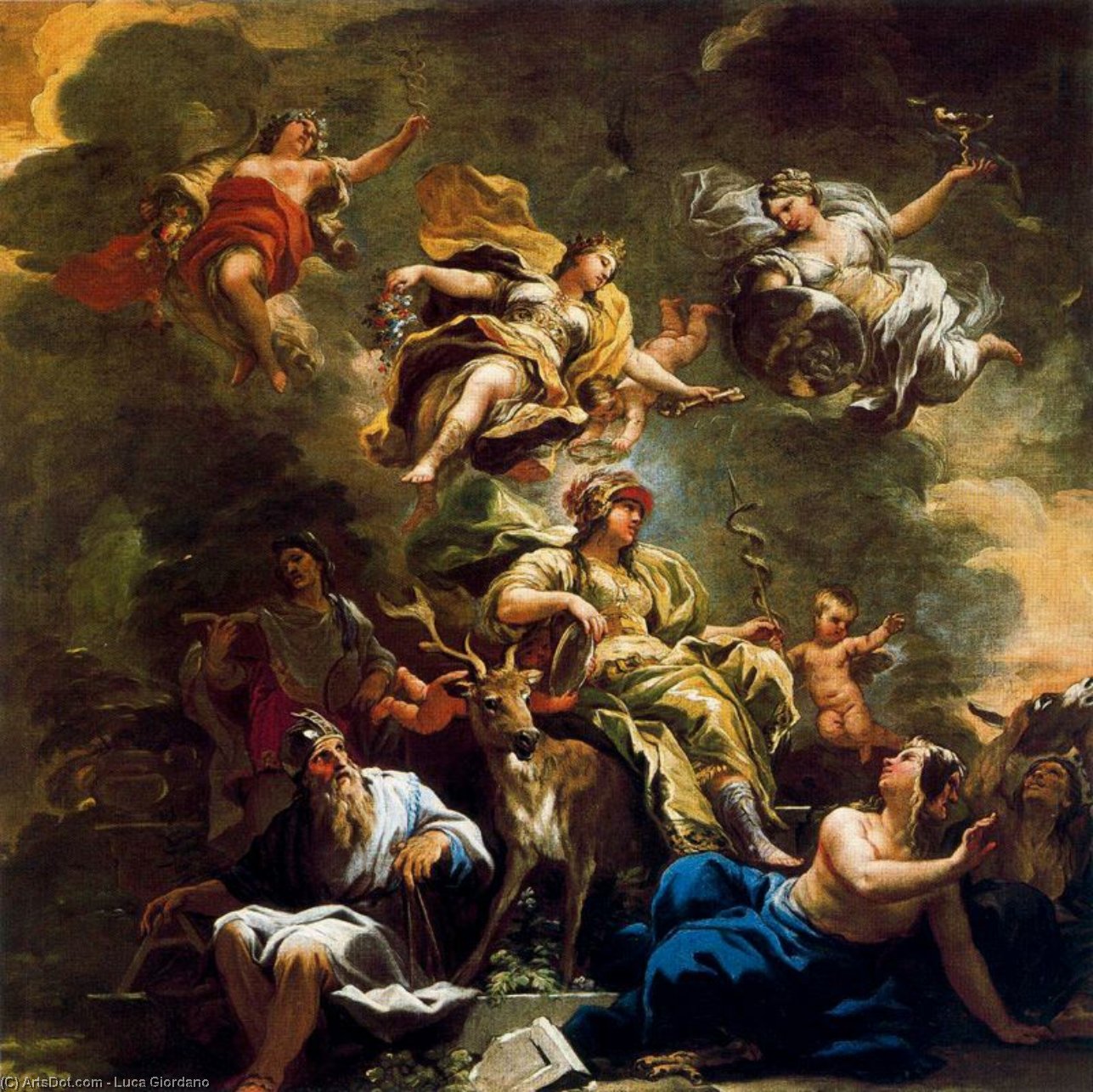 Wikioo.org - The Encyclopedia of Fine Arts - Painting, Artwork by Luca Giordano - Allegory of Prudence 1
