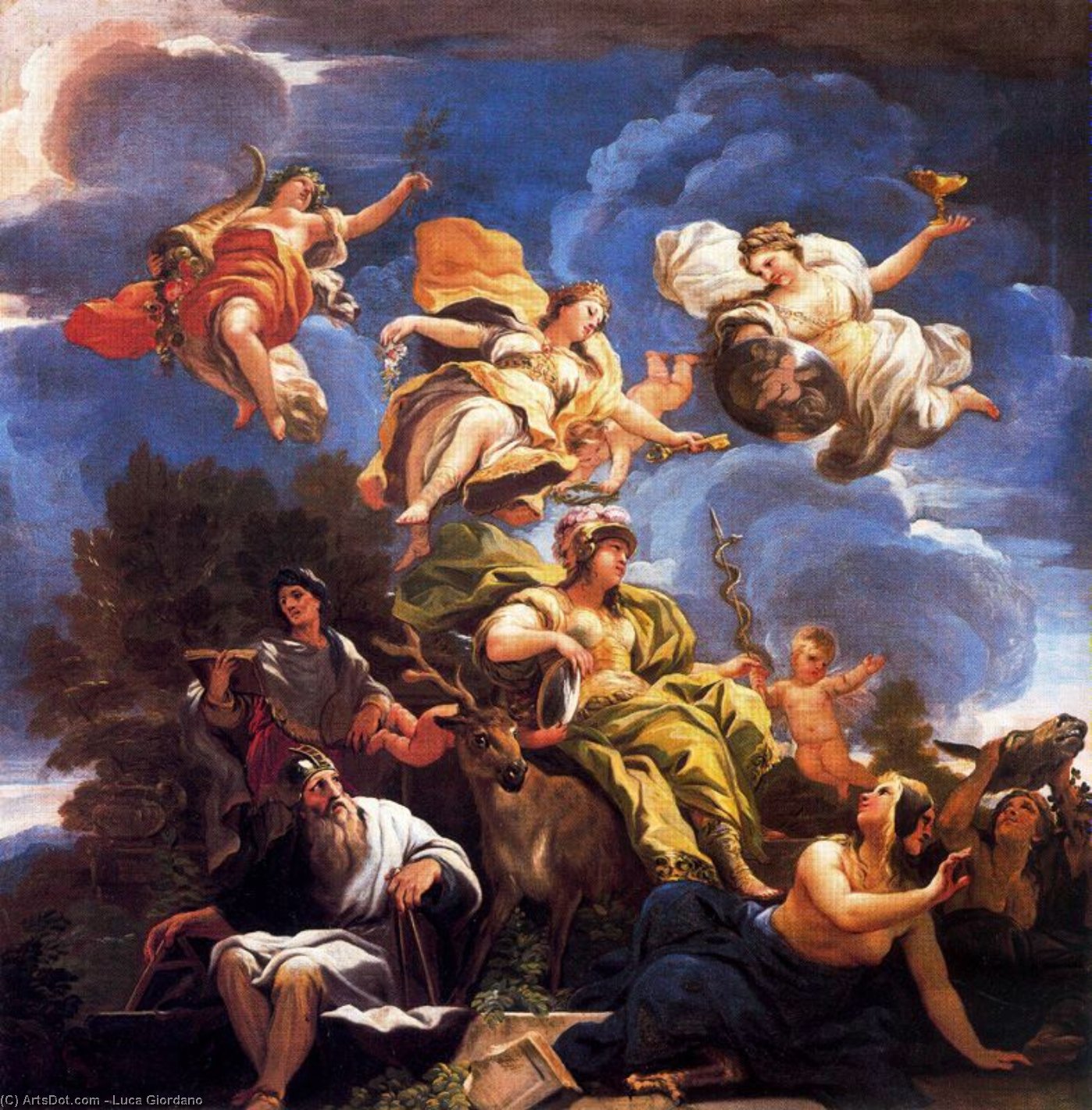 WikiOO.org - Encyclopedia of Fine Arts - Lukisan, Artwork Luca Giordano - Allegory of Prudence