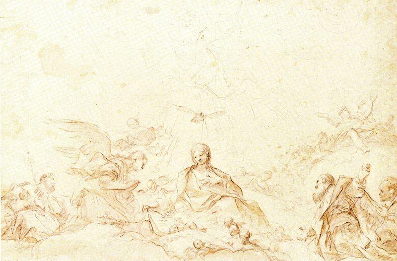 WikiOO.org – 美術百科全書 - 繪畫，作品 Luca Giordano - 报喜 , 出生 基督 ,  崇拜  的  孩子 , 三位一体