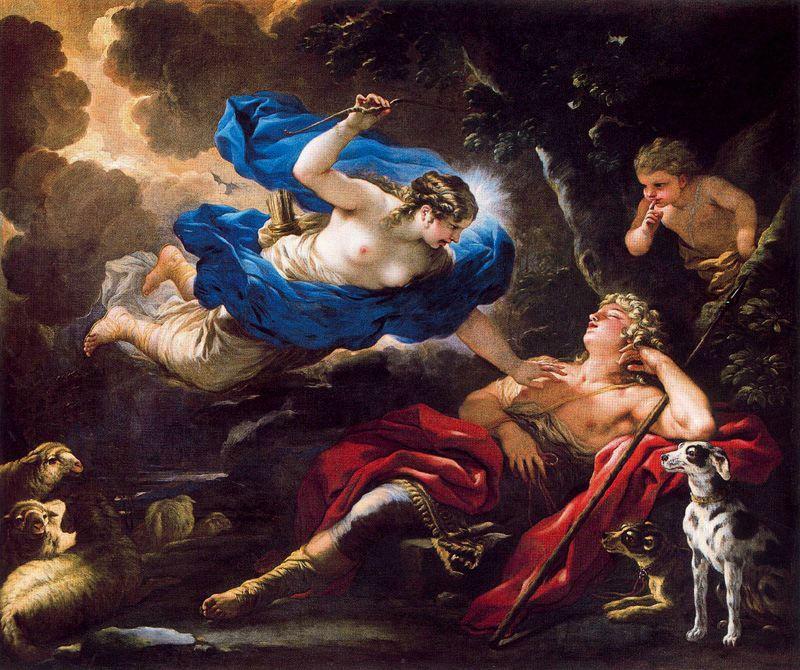 Wikioo.org - The Encyclopedia of Fine Arts - Painting, Artwork by Luca Giordano - Diana and Endimione