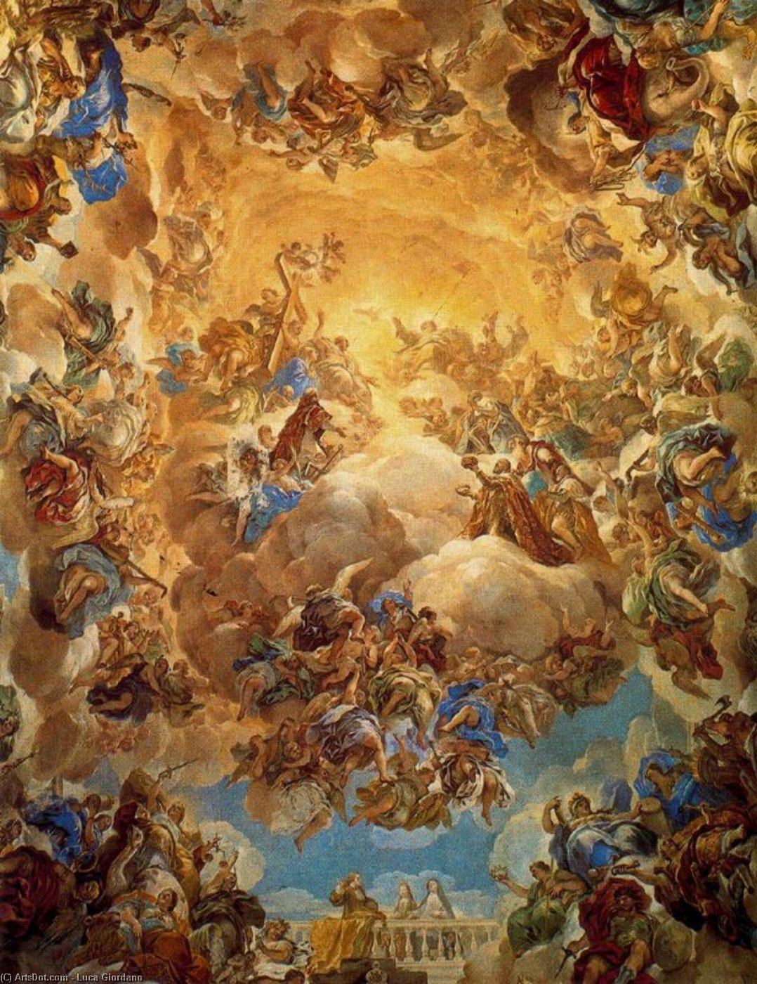 WikiOO.org - Εγκυκλοπαίδεια Καλών Τεχνών - Ζωγραφική, έργα τέχνης Luca Giordano - Dome of the staircase