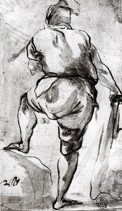 Wikioo.org - The Encyclopedia of Fine Arts - Painting, Artwork by Luca Giordano - Figure seen from behind