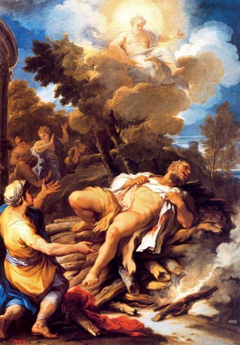 Wikioo.org – La Enciclopedia de las Bellas Artes - Pintura, Obras de arte de Luca Giordano - Hércules en la pira 1