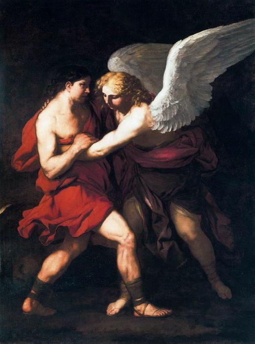 WikiOO.org - אנציקלופדיה לאמנויות יפות - ציור, יצירות אמנות Luca Giordano - Jacob wrestling with the angel