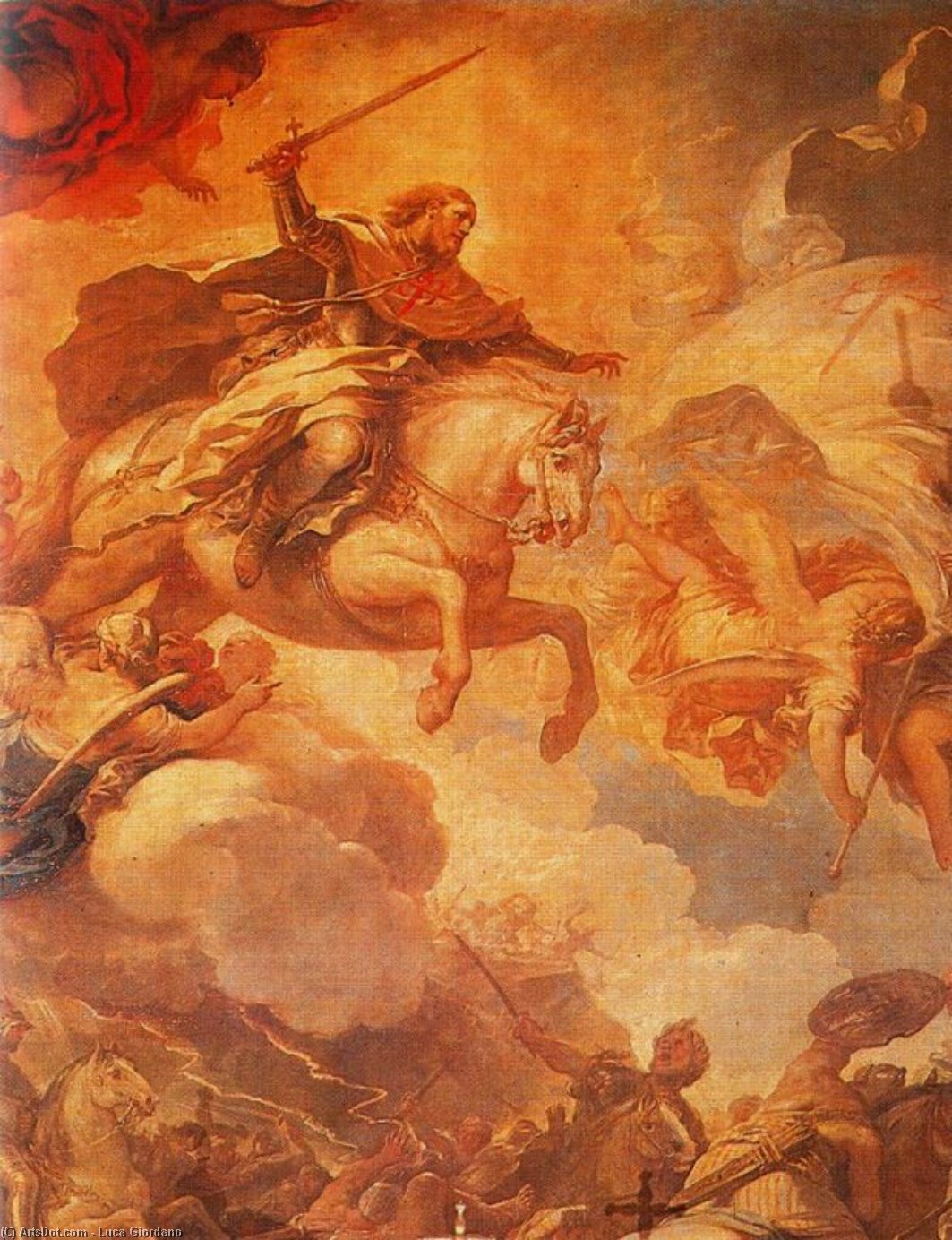 WikiOO.org - Енциклопедия за изящни изкуства - Живопис, Произведения на изкуството Luca Giordano - James at the Battle of Clavijo