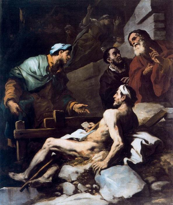WikiOO.org - Encyclopedia of Fine Arts - Målning, konstverk Luca Giordano - Job on his dunghill